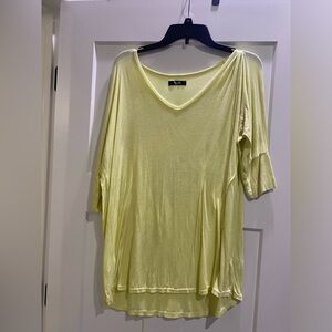Michael Lauren Ribbed 3/4 Yellow Tee